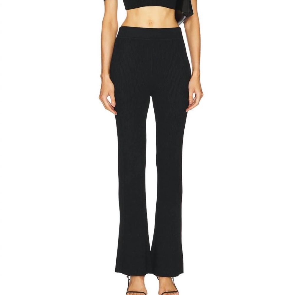 A.L.C. Ayla Ribbed Knit Black Flare Women's Pants